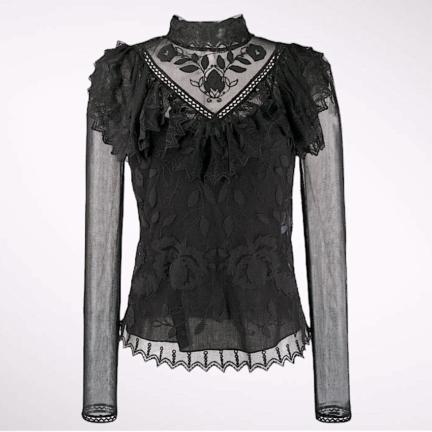 See By Chlo Long-Sleeve Victorian Lace Blouse, Eur42